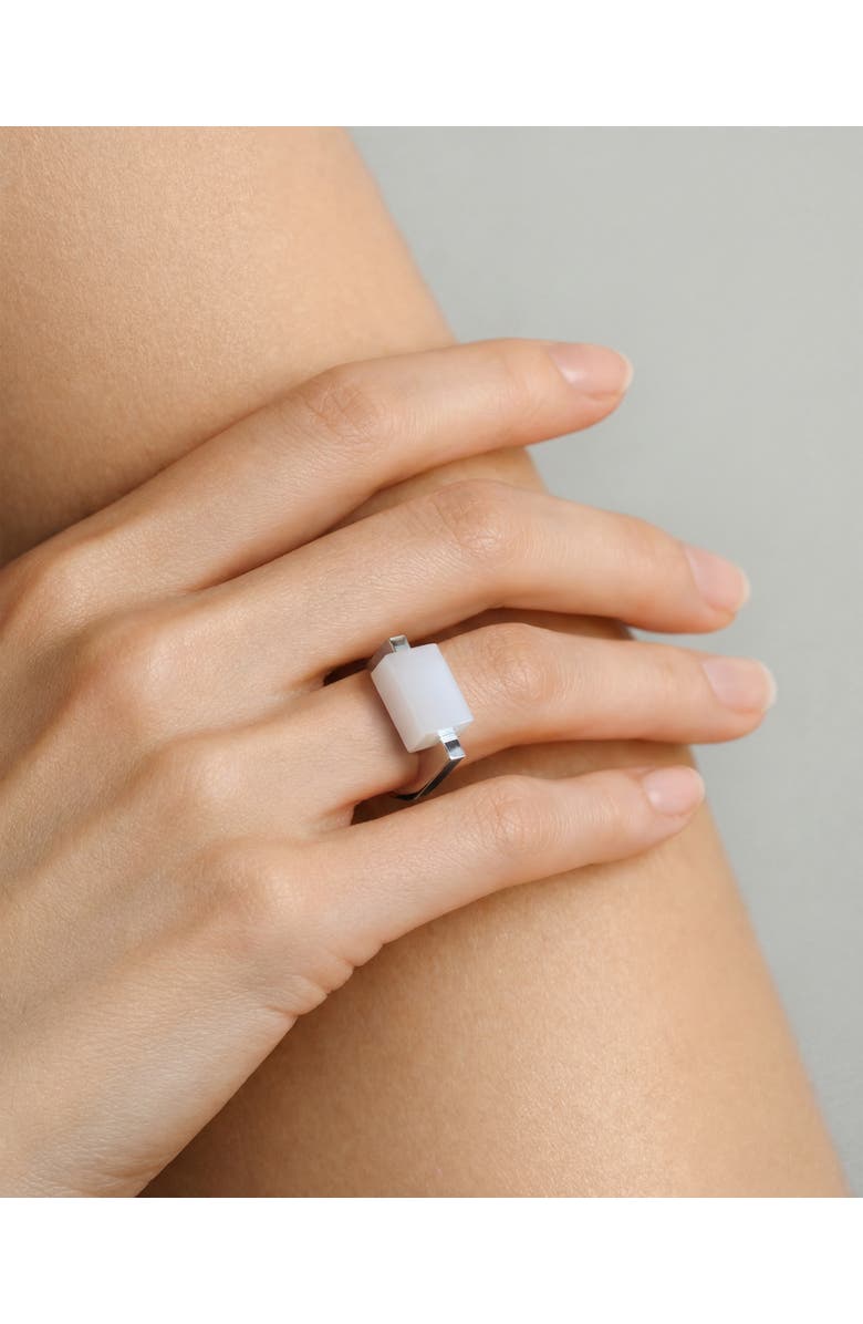 seree Year of the Horse Jade Stone Saddle Ring, Alternate, color, White