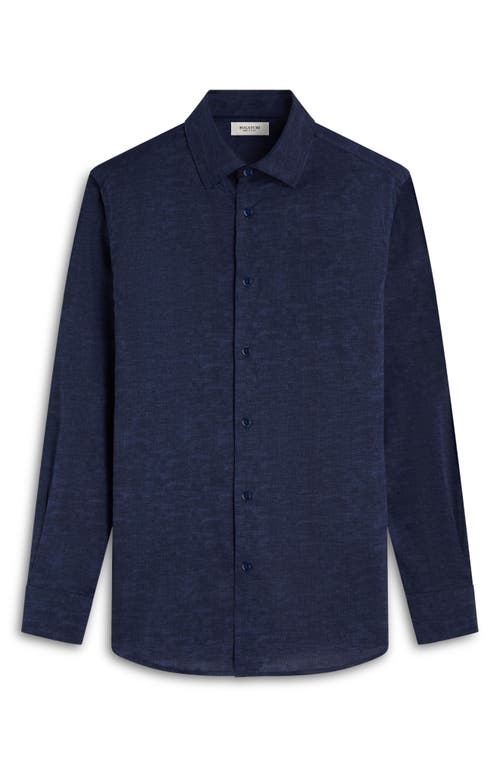 Bugatchi Julian Shaped Fit Textured Stretch Cotton Button-up Shirt In Blue