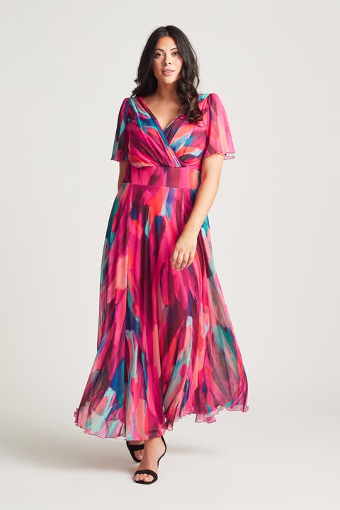 Isabelle Abstract Angel Sleeve Dress