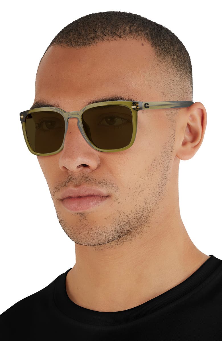 COACH 56mm Square Sunglasses, Alternate, color, Transparent Olive/ Army Solid