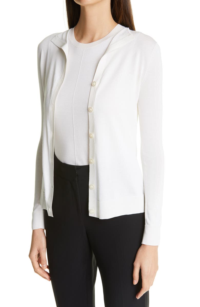 St. John Collection Fine Jersey Knit Cardigan, Alternate, color, 