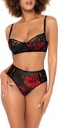 Mapale Floral Lace Trim Underwire Bra 
Panties Set