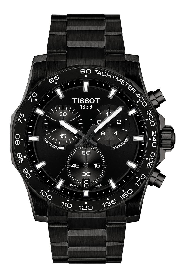 Supersport Chronograph Bracelet Watch, 45mm, Main, color, BLACK