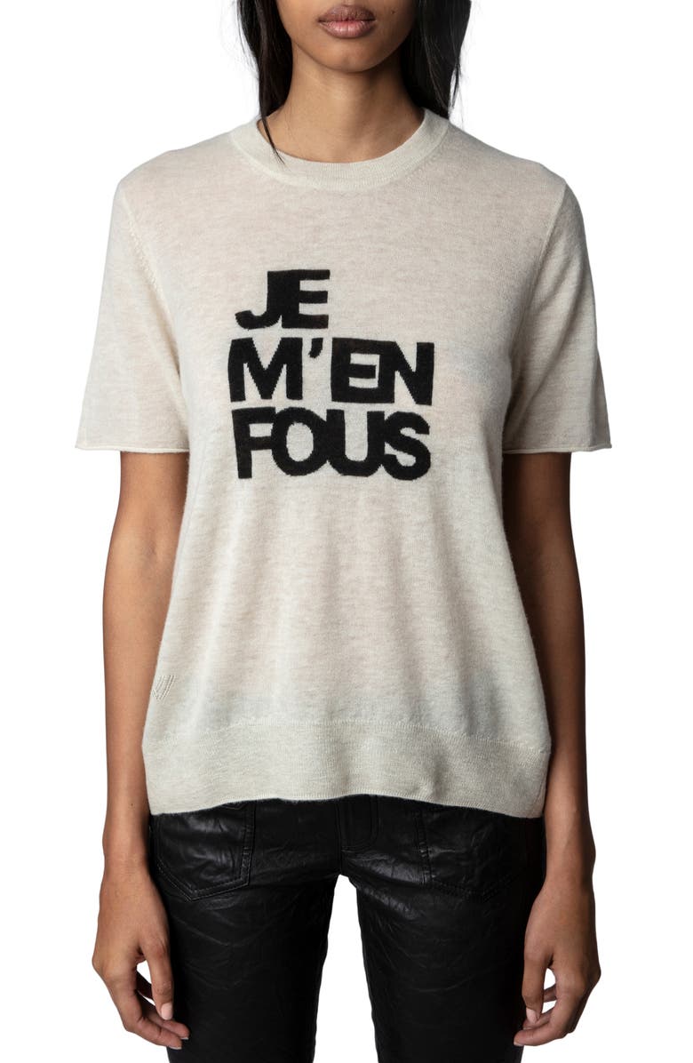 Zadig & Voltaire Ida Short Sleeve Cashmere Sweater, Main, color,