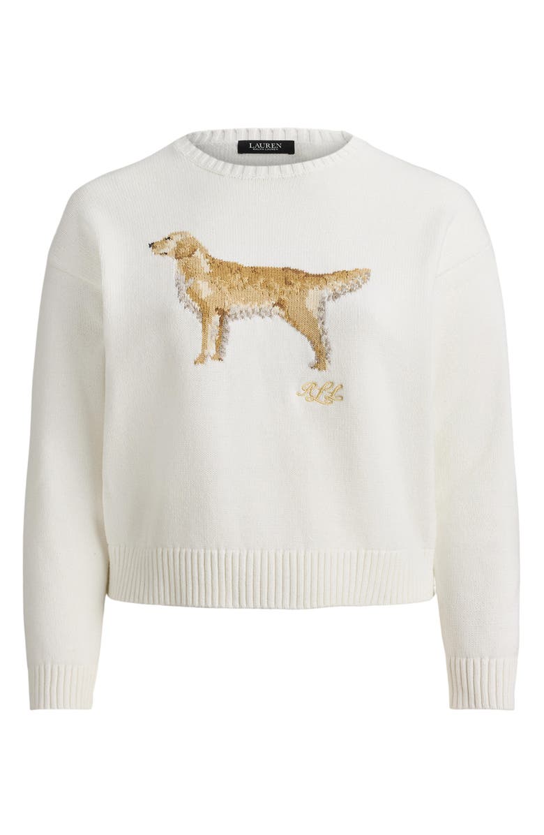 Lauren Ralph Lauren Intarsia Dog Sweater, Alternate, color, White Multi