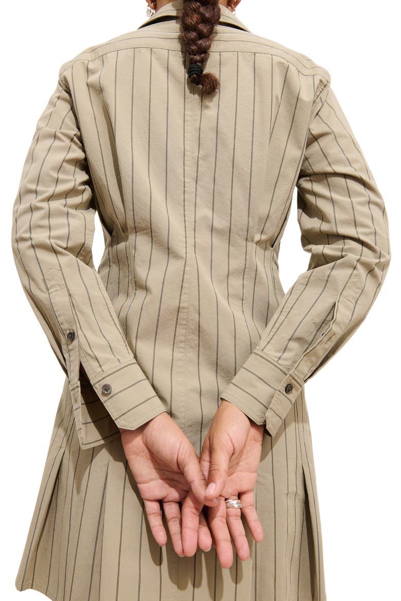 Camille Striped Shirtdress, Alternate, color, KHAKI STRIPE
