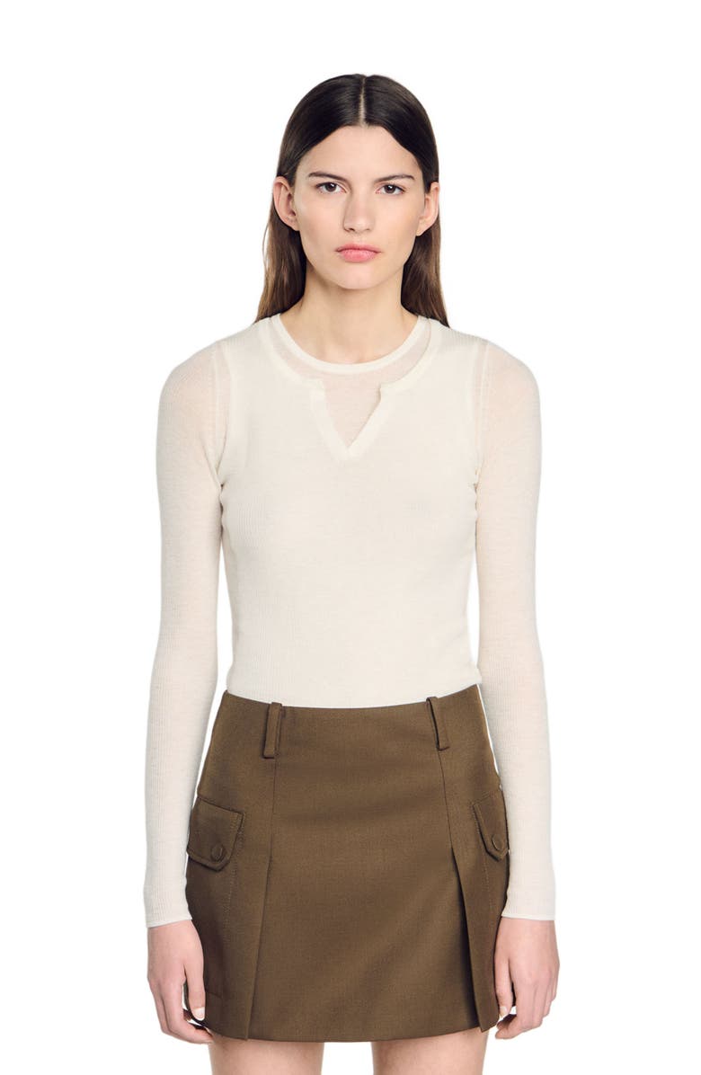 SANDRO Wool layered effect sweater, Main, color,