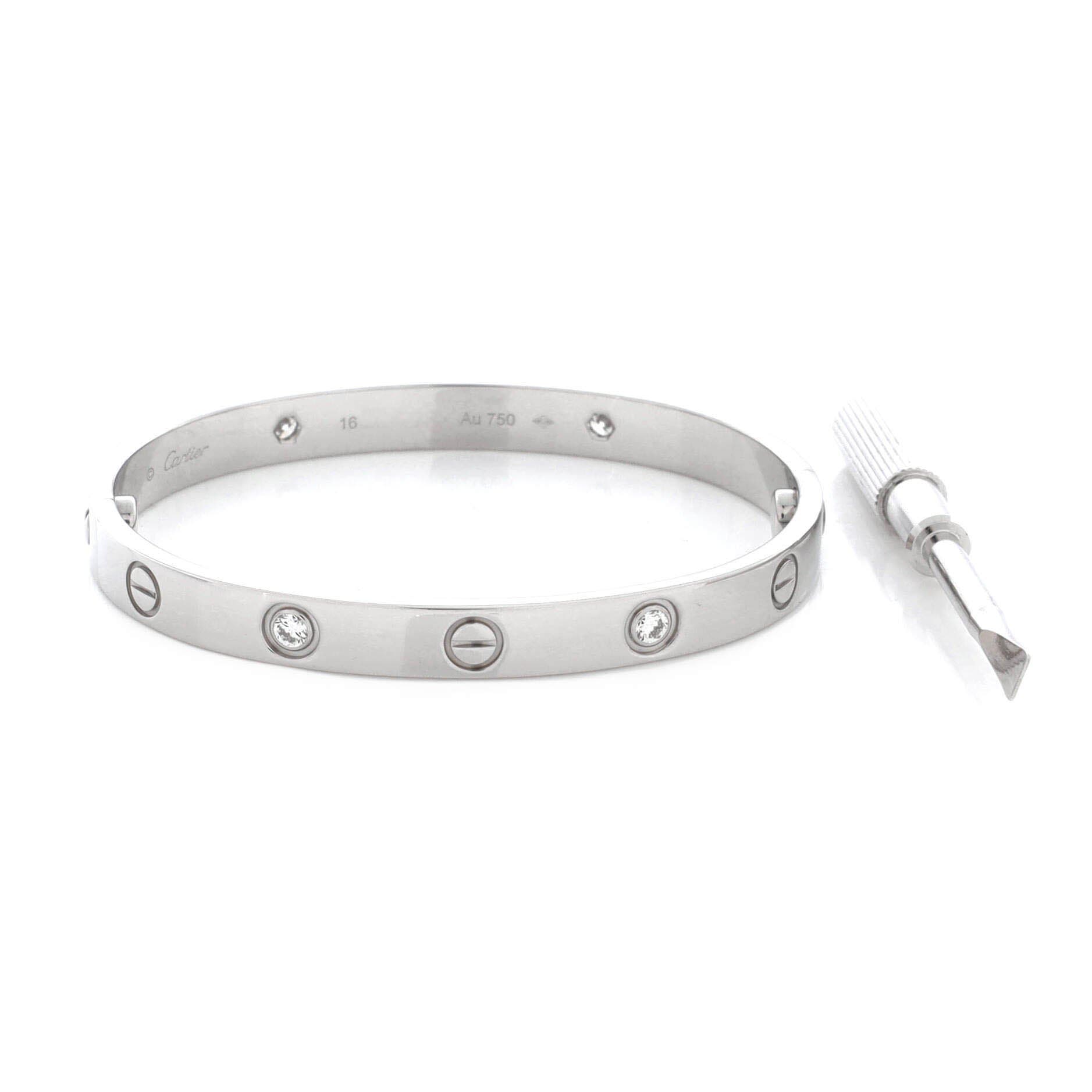 Love 4 Diamond Bracelet 18K White Gold and Diamonds, Alternate, color, Metallic Gold