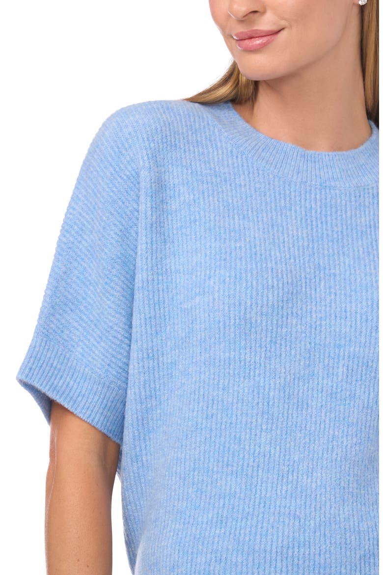 Short Sleeve Sweater, Alternate, color, BLUE HEATHER