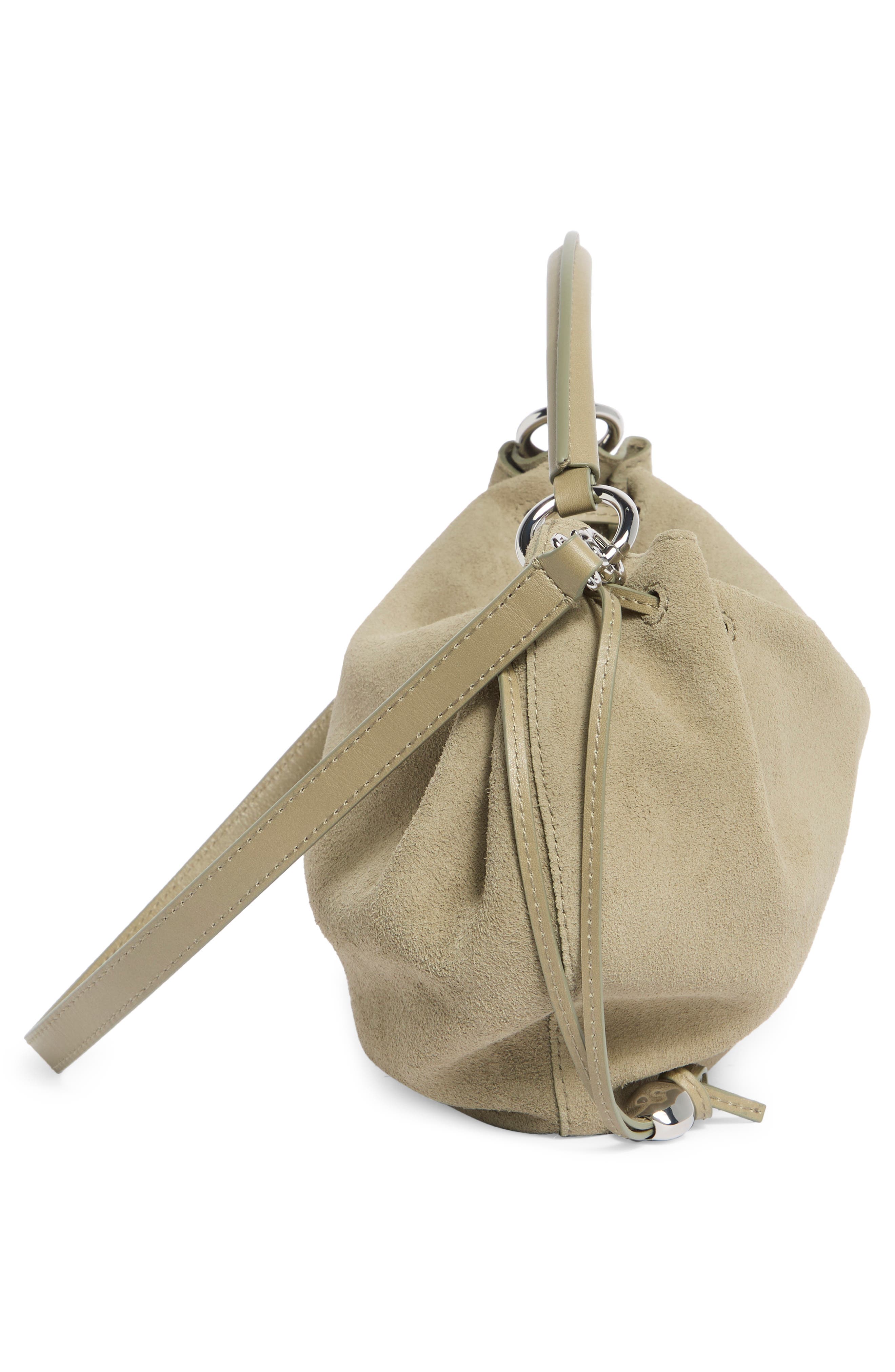 The Camren Gathered Suede Shoulder Bag, Alternate, color, PALE FATIGUE
