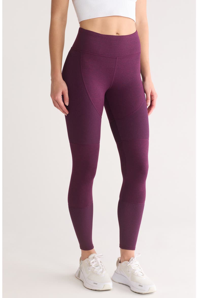 Nimah Rib Mix Leggings, Main, color, HEATHER AMARANTH