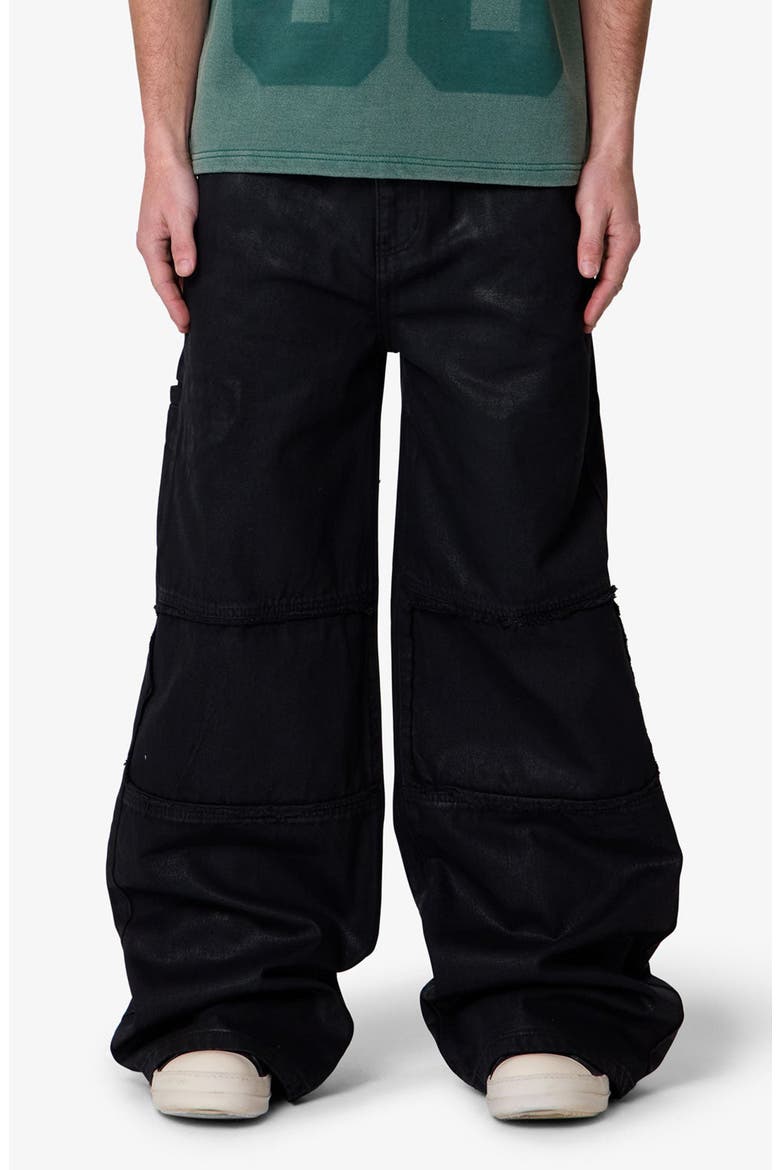 Ultra Wide Waxed Oversize Cargo Pocket Pants, Main, color, BLACK