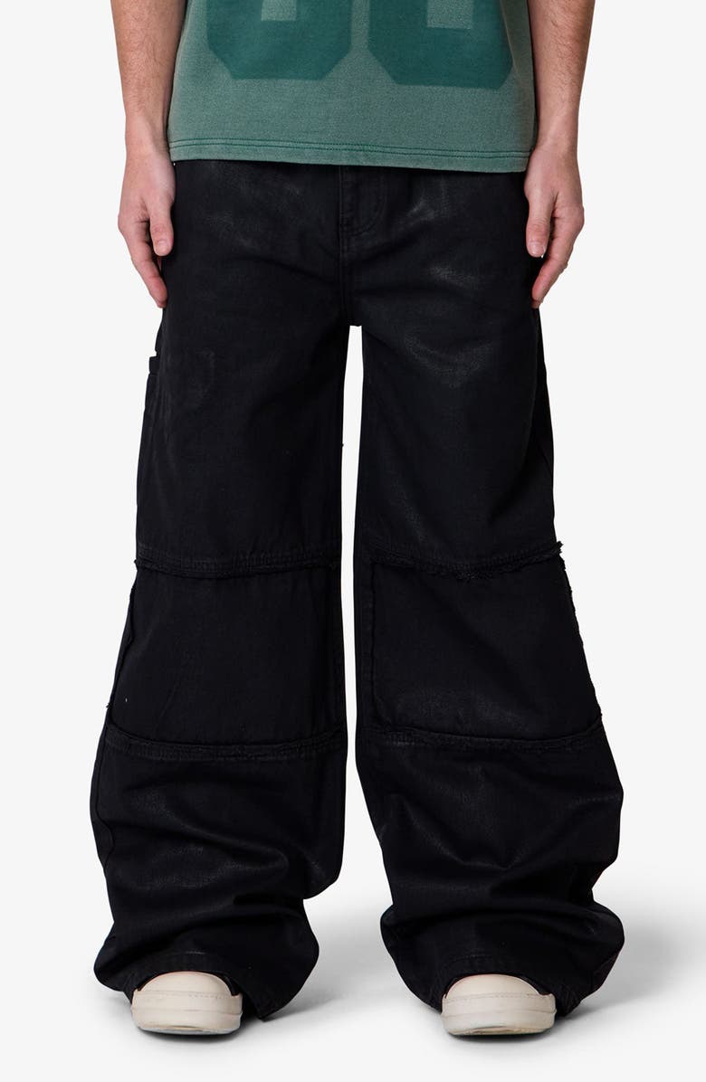mnml Ultra Wide Waxed Oversize Cargo Pocket Pants, Main, color, 