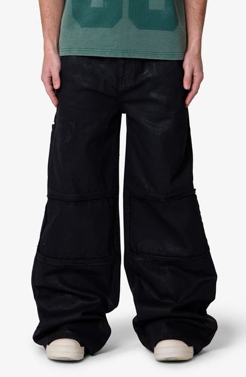 Ultra Wide Waxed Oversize Cargo Pocket Pants