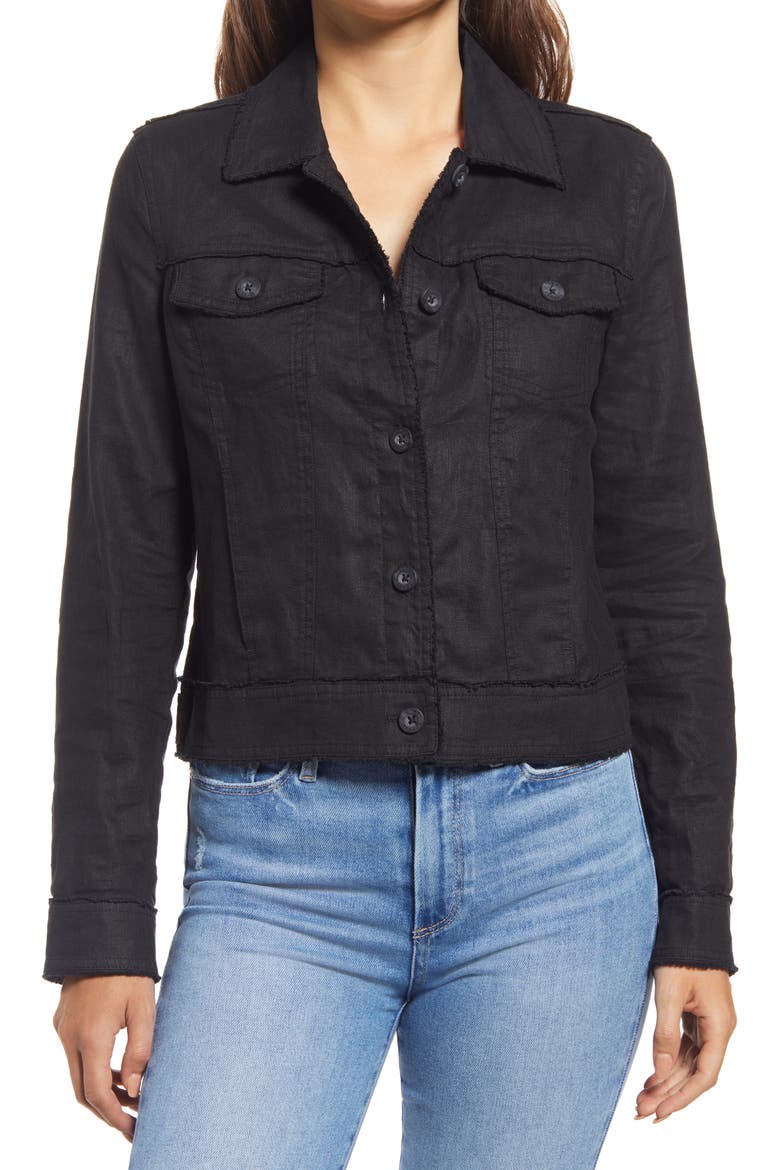 Two Palms Linen Raw Edge Jacket, Alternate, color, BLACK