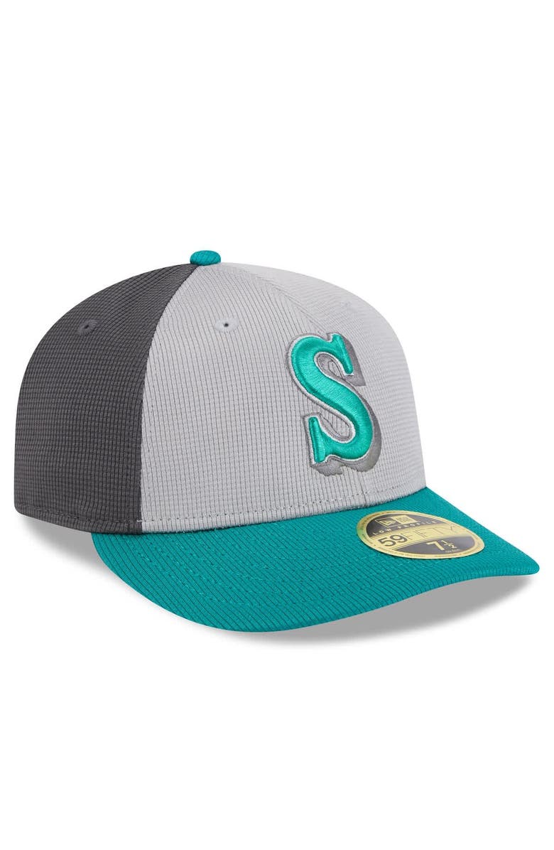 New Era Men's New Era  Gray/Aqua Seattle Mariners 2025 Batting Practice Low Profile 59FIFTY Fitted Hat, Alternate, color, 