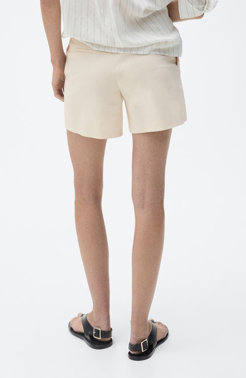Shop Mango High Waist Cotton Shorts In Ecru