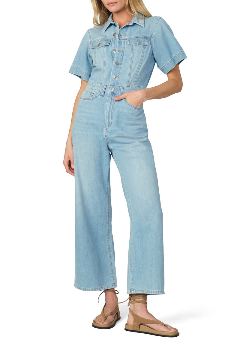 Trucker Wide Leg Denim Jumpsuit, Main, color, FACINATING