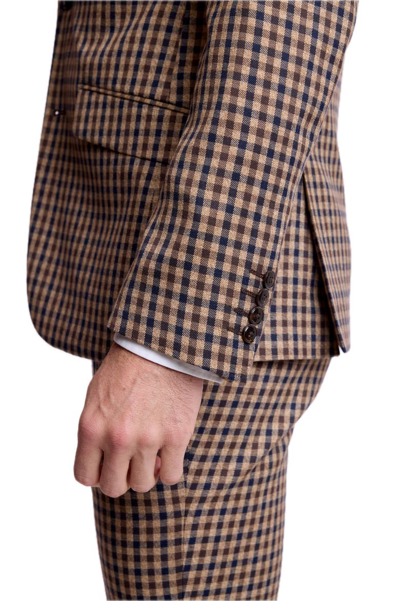 Dover Slim Fit Gingham Suit Jacket, Alternate, color, BROWN NAVY TAN GINGHAM