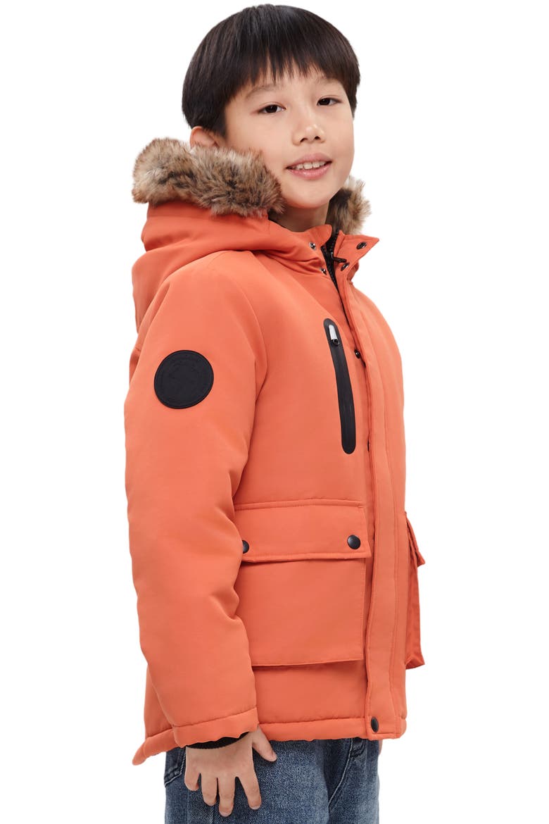 Kids' Parka Jacket with Insulated Hood, Alternate, color, Orange