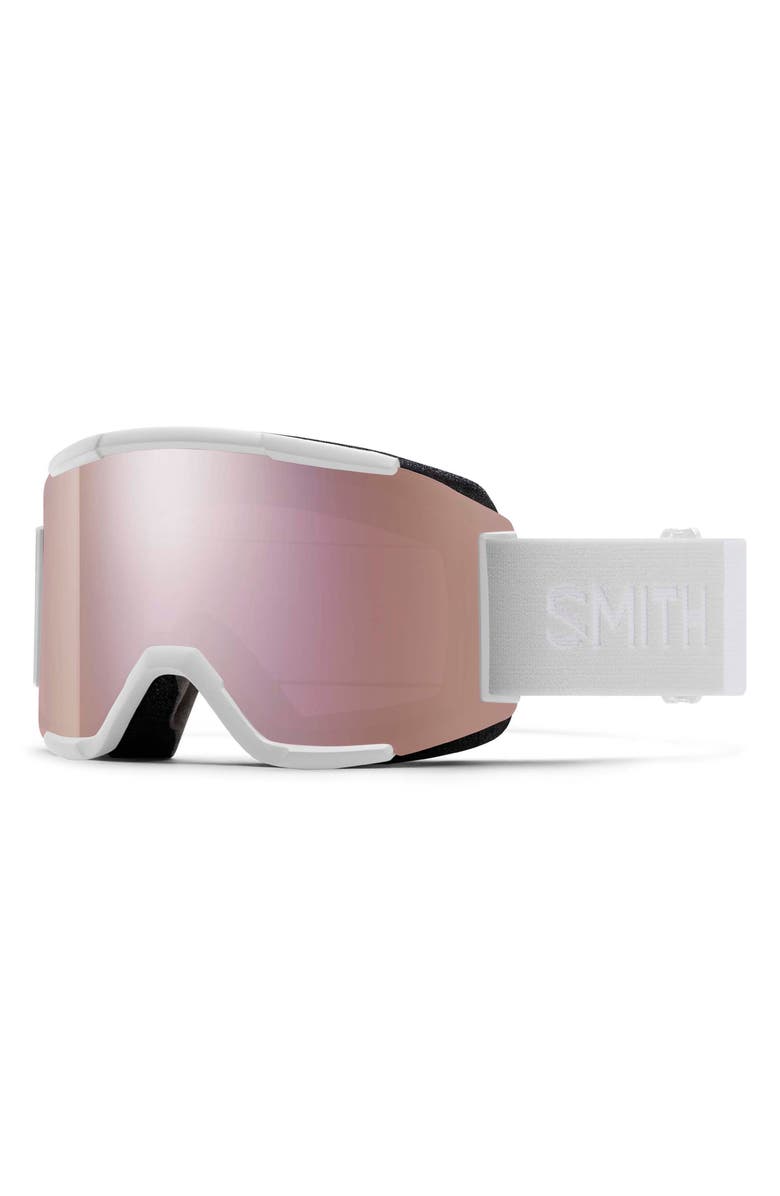 Smith Squad ChromaPop<sup>™</sup> Low Bridge Snow Goggles, Main, color, White / Chromapop Rose Gold