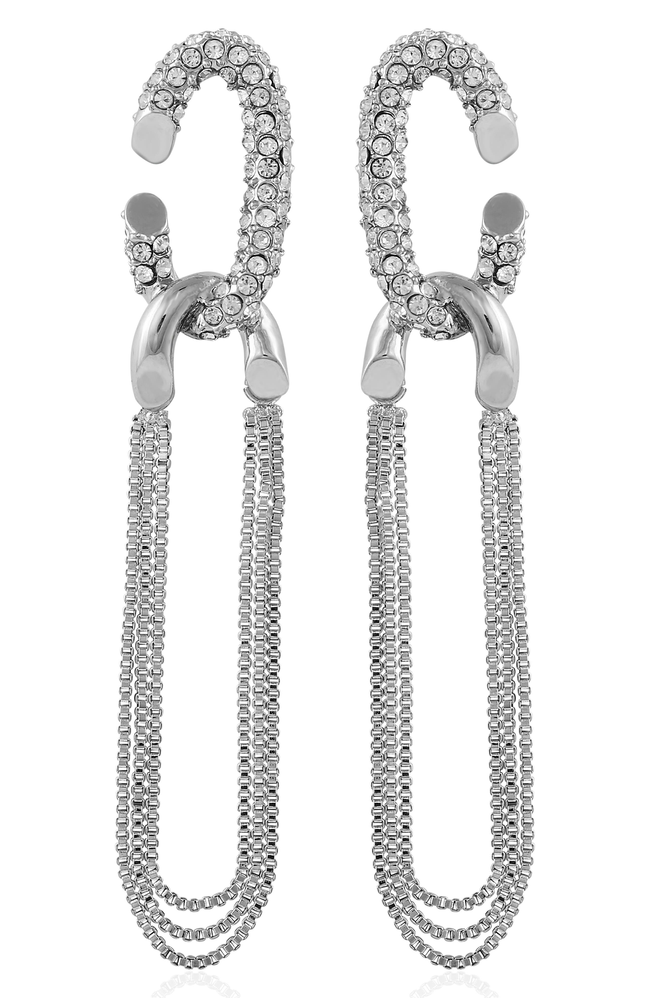 Vince Camuto Pavé Crystal Drop Hoop Earrings