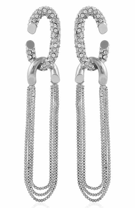 Vince Camuto Pavé Crystal Drop Hoop Earrings