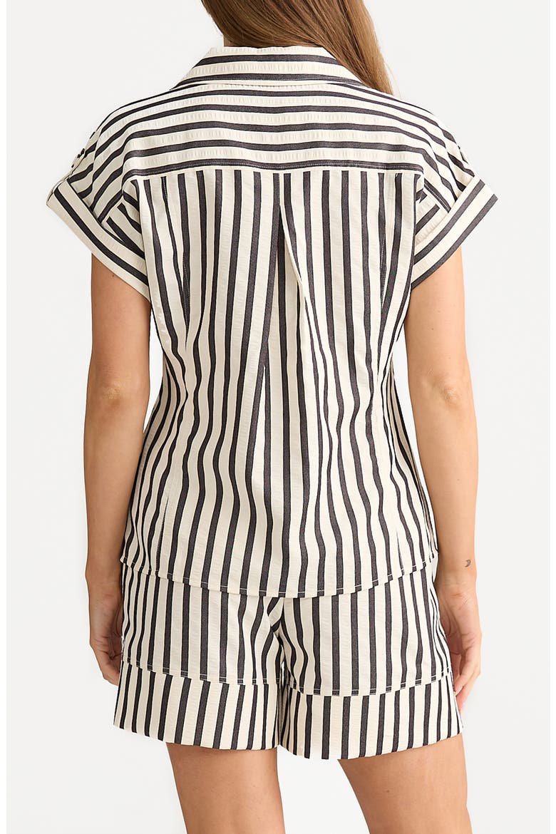 Portia Stripe Button-Up Shirt, Alternate, color, BLACK STRIPE