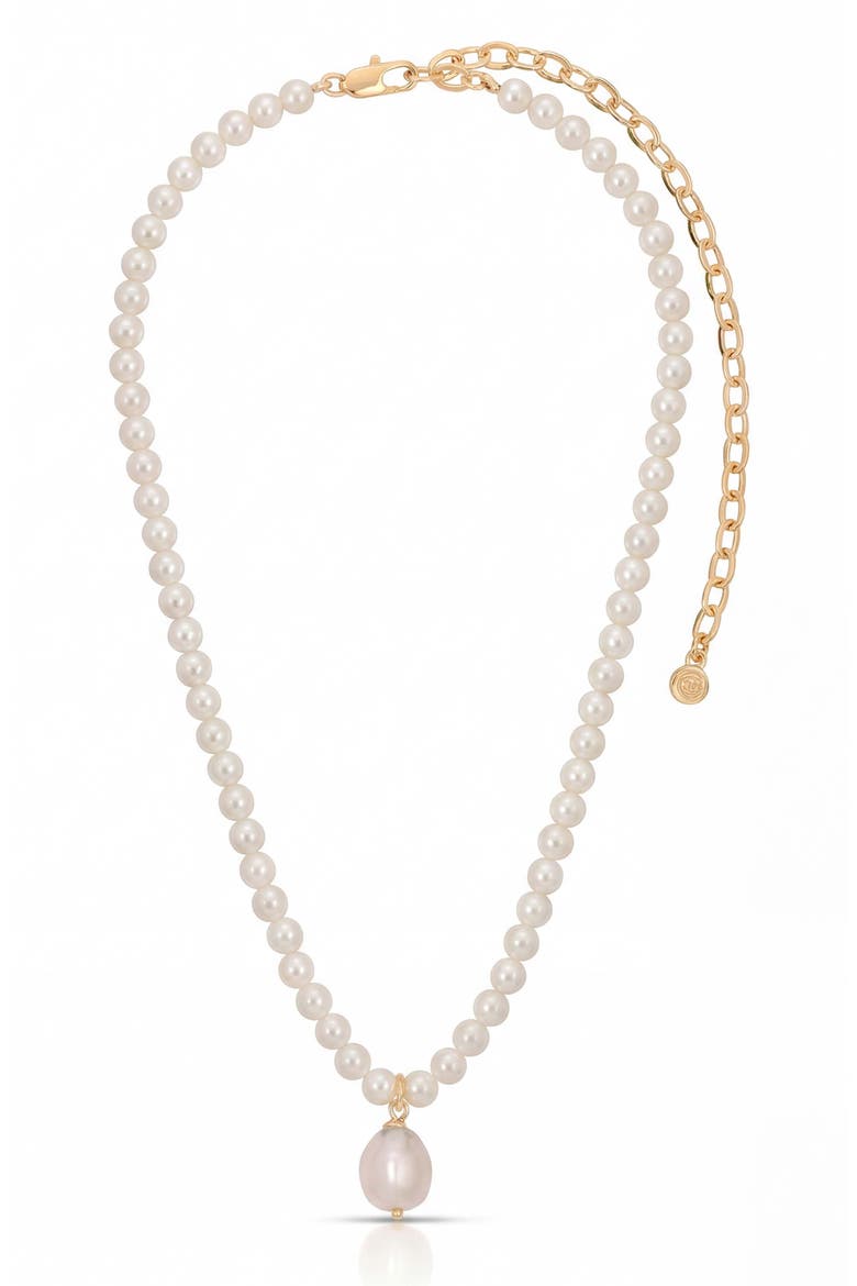 Freshwater Pendant Bead Necklace, Alternate, color, WHITE