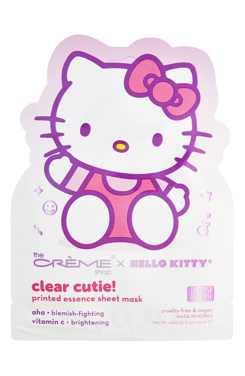 THE CREME SHOP x Hello Kitty Clear Cutie Printed Essence 3-Pack Sheet Masks, Main, color,