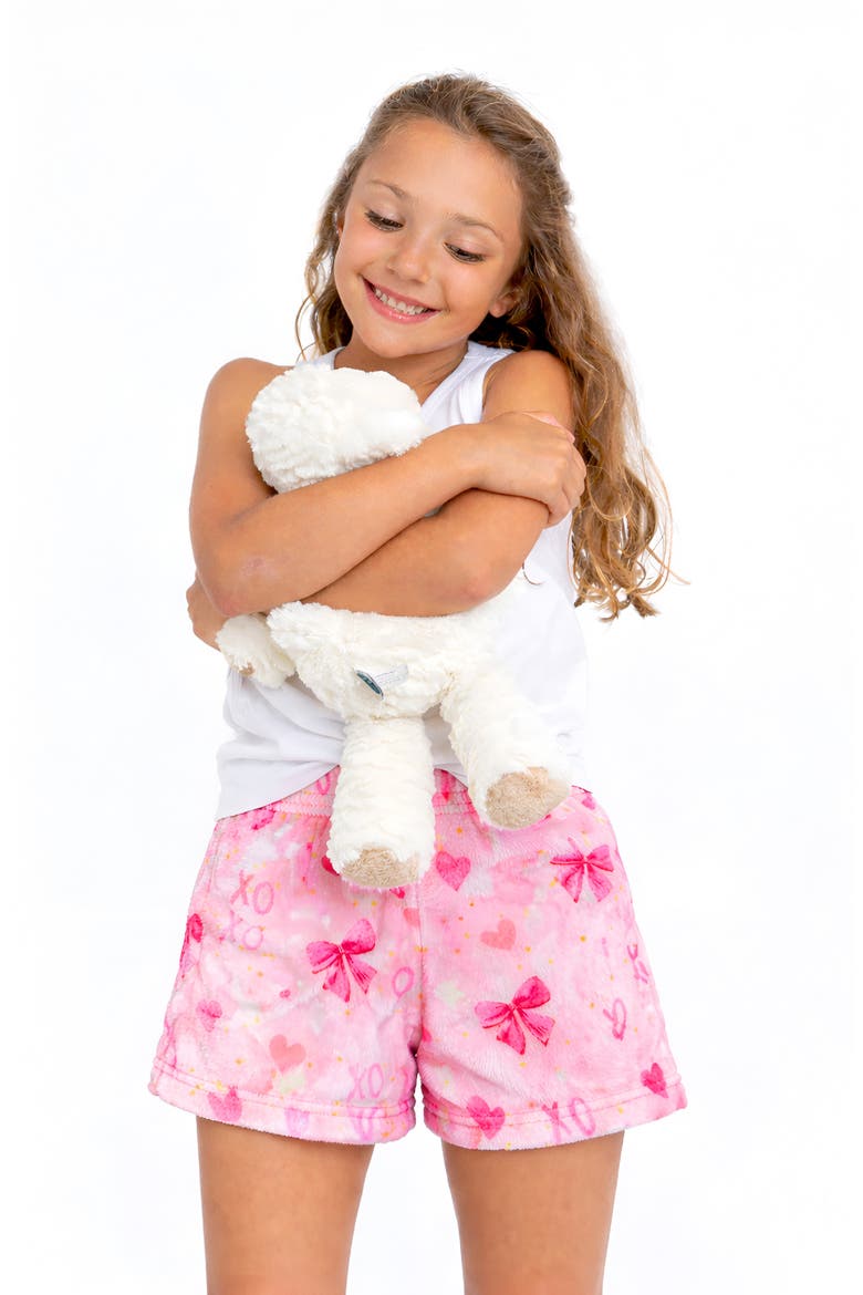 Plush Bows Print loungewear Shorts, Alternate, color, Pink
