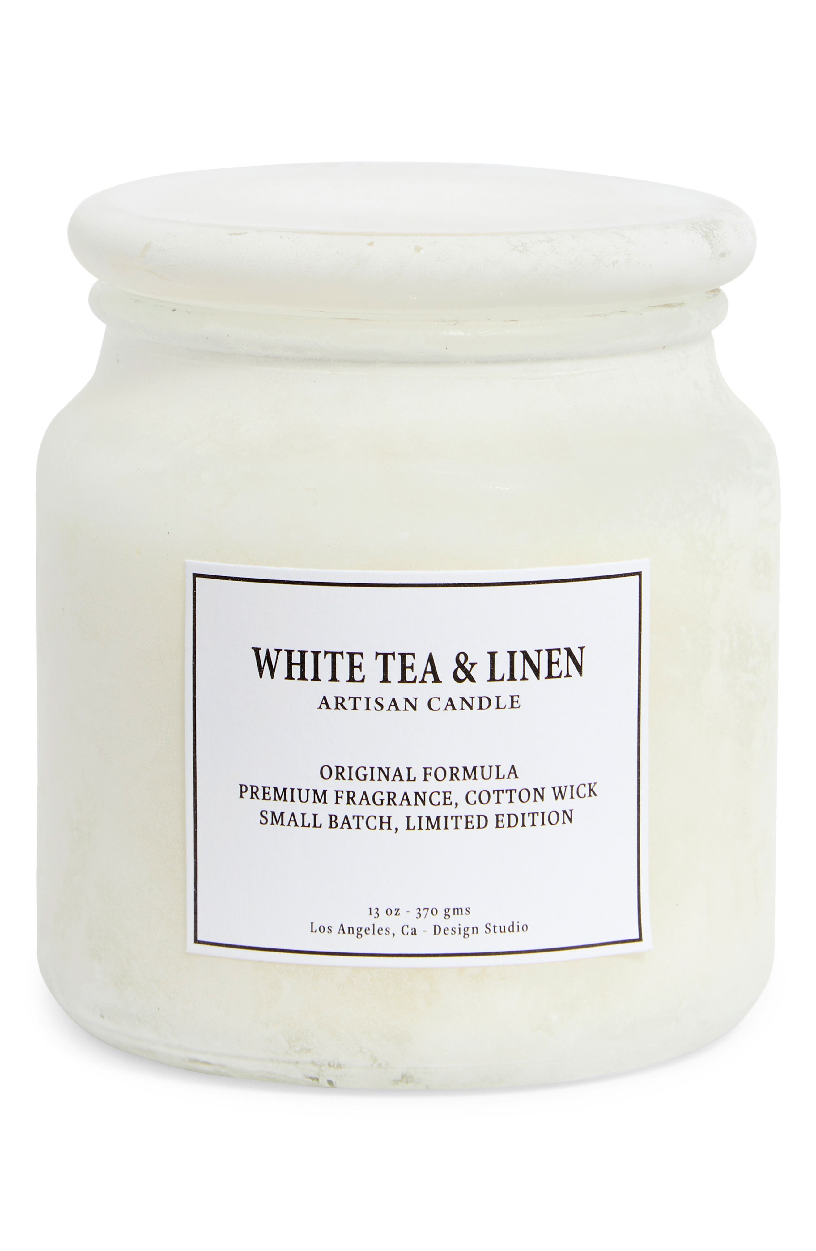 PORTOFINO CANDLES White Tea & Linen Sandblasted Apothecary Jar Candle