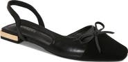 BERNESS Bow Toe Cap Faux Leather Slingback Flat