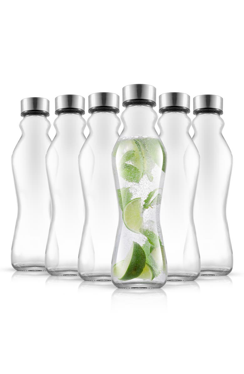 JoyJolt Spring Glass Insulated Water Bottle - Set of 6, Alternate, color, Clear