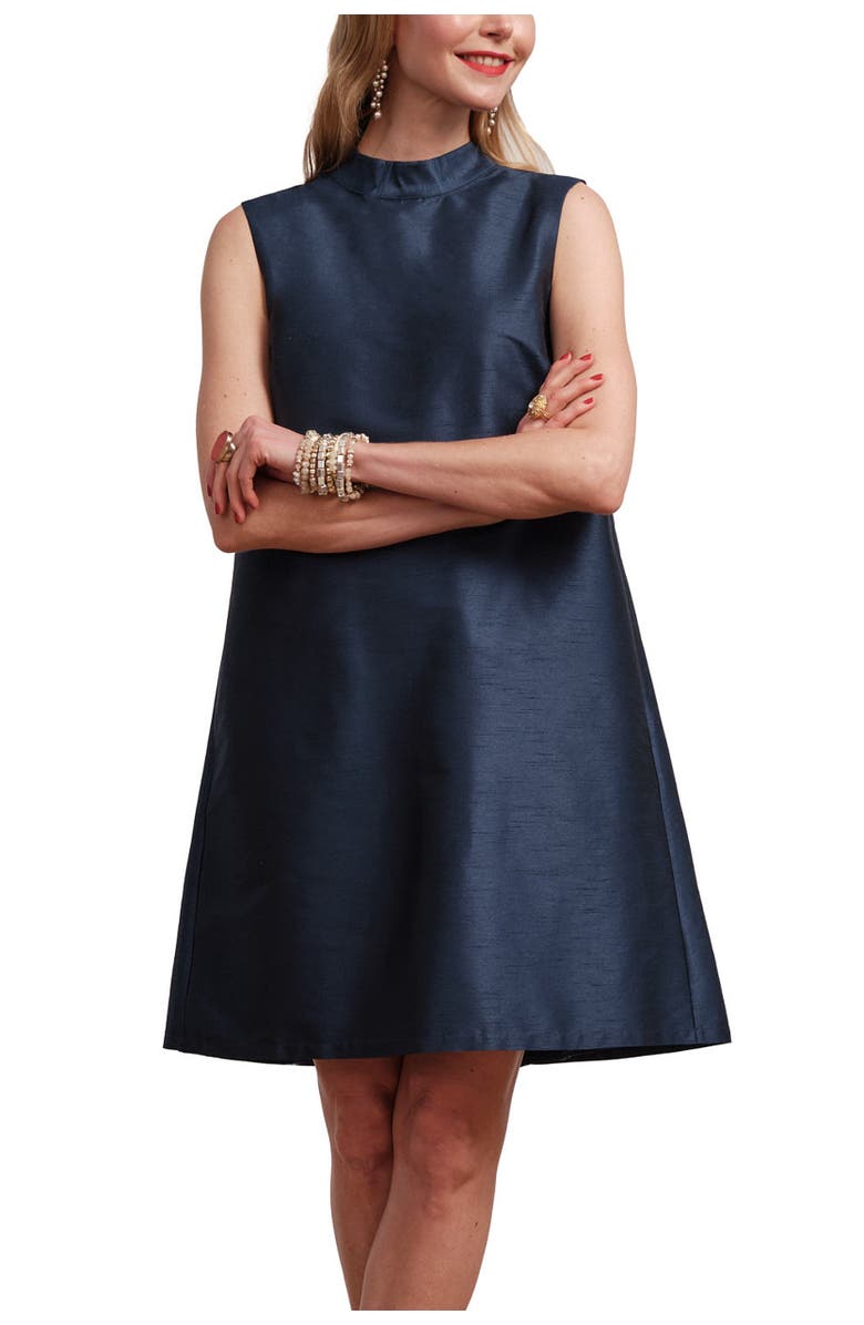 Frances Valentine Diplomat Mini Dress Solid Dupioni, Main, color, Navy