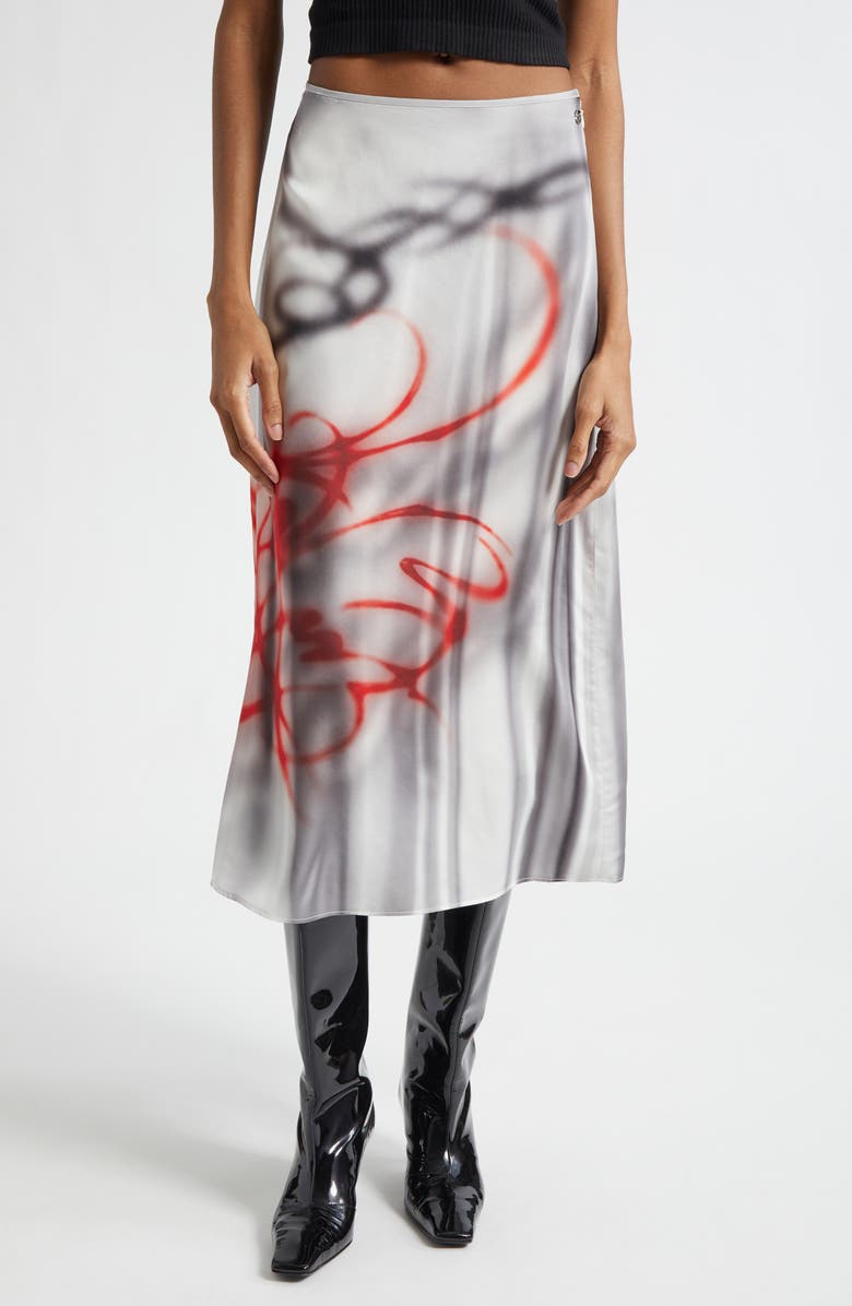 DIESEL<sup>®</sup> O-Rchid-S1 Satin Midi Skirt, Main, color, Medium/ White