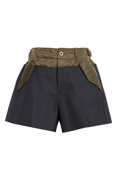 Sacai Suiting Mixed Media Shorts In Multi