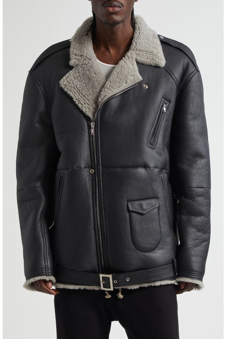Rick Owens Jumbo Luke Stooges Leather & Genuine Shearling Jacket