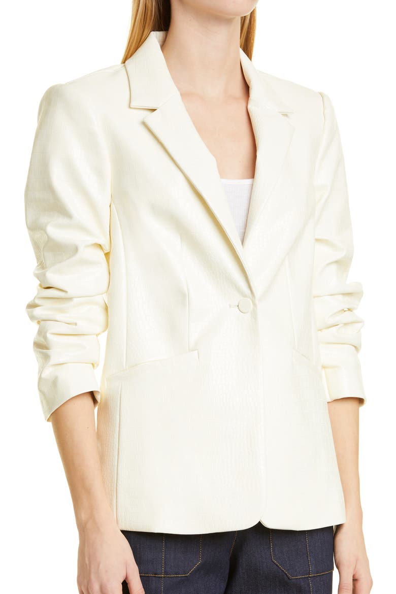 Kylie Faux Croc Embossed Blazer, Alternate, color, ALABASTER