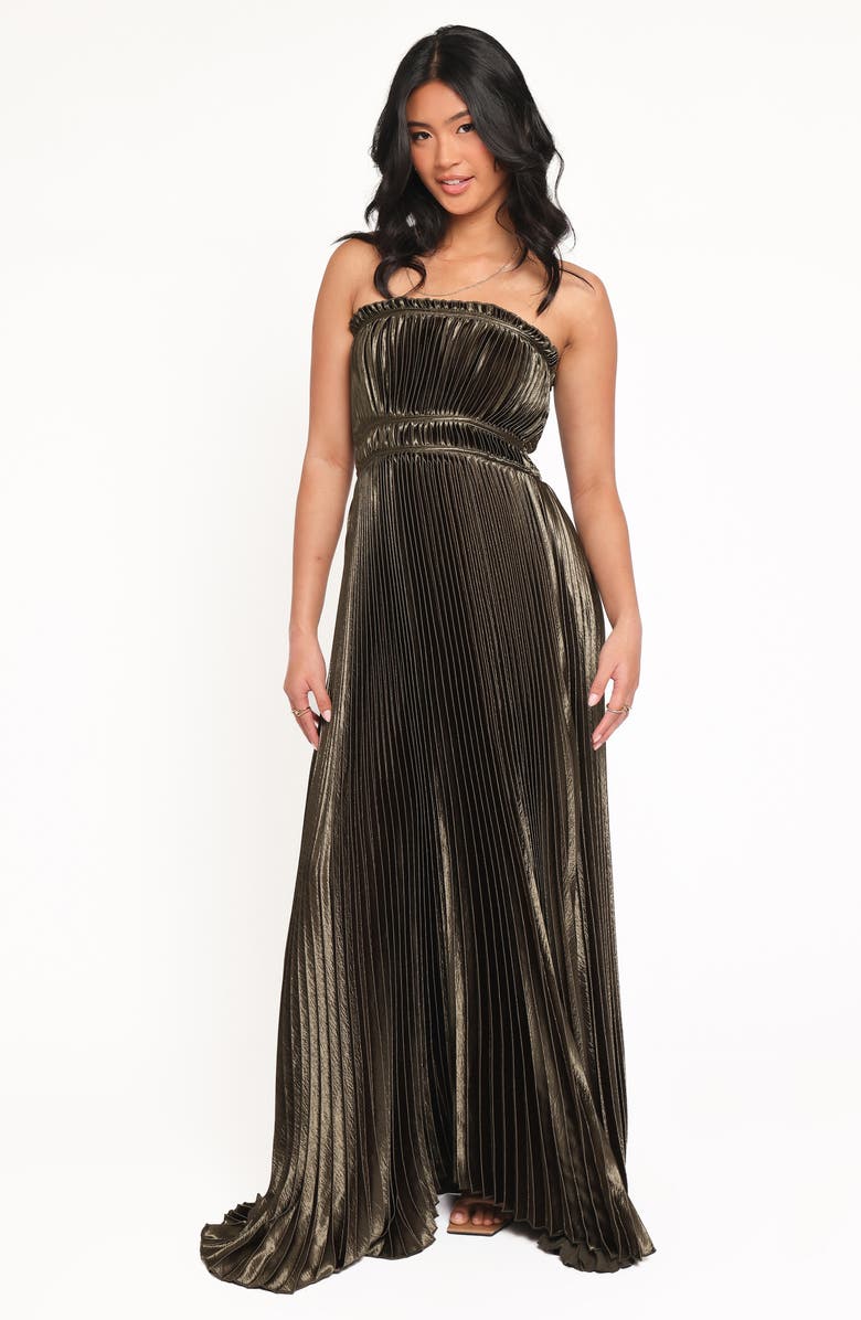 Petal & Pup Angelique Strapless Pleated Maxi Dress, Alternate, color,