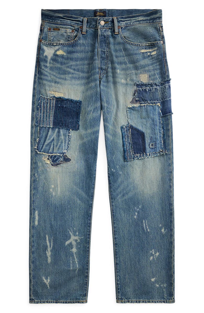 Polo Ralph Lauren Patchwork Straight Leg Denim Jeans, Alternate, color, Ha'ena