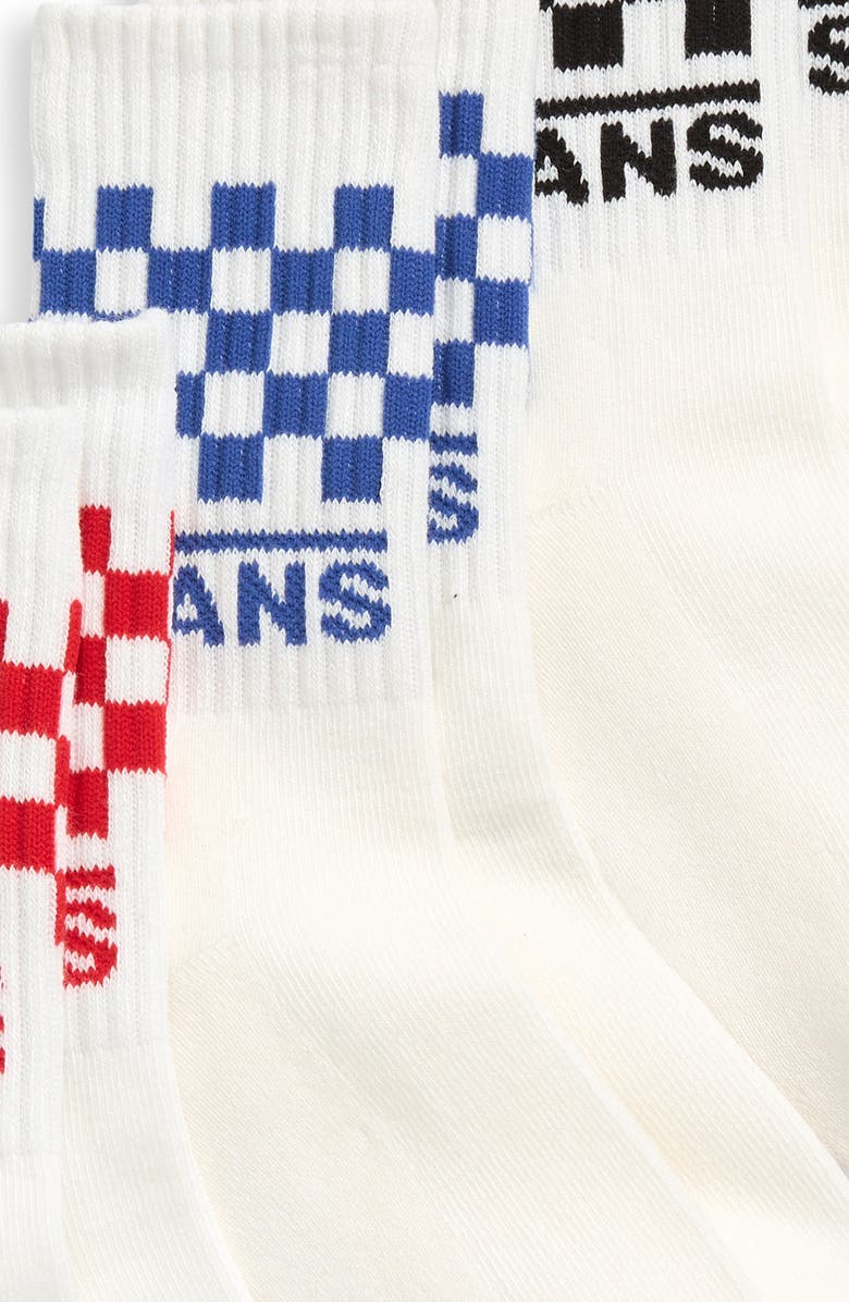 Vans Kids' Classic Check 3-Pack Crew Socks, Alternate, color, White