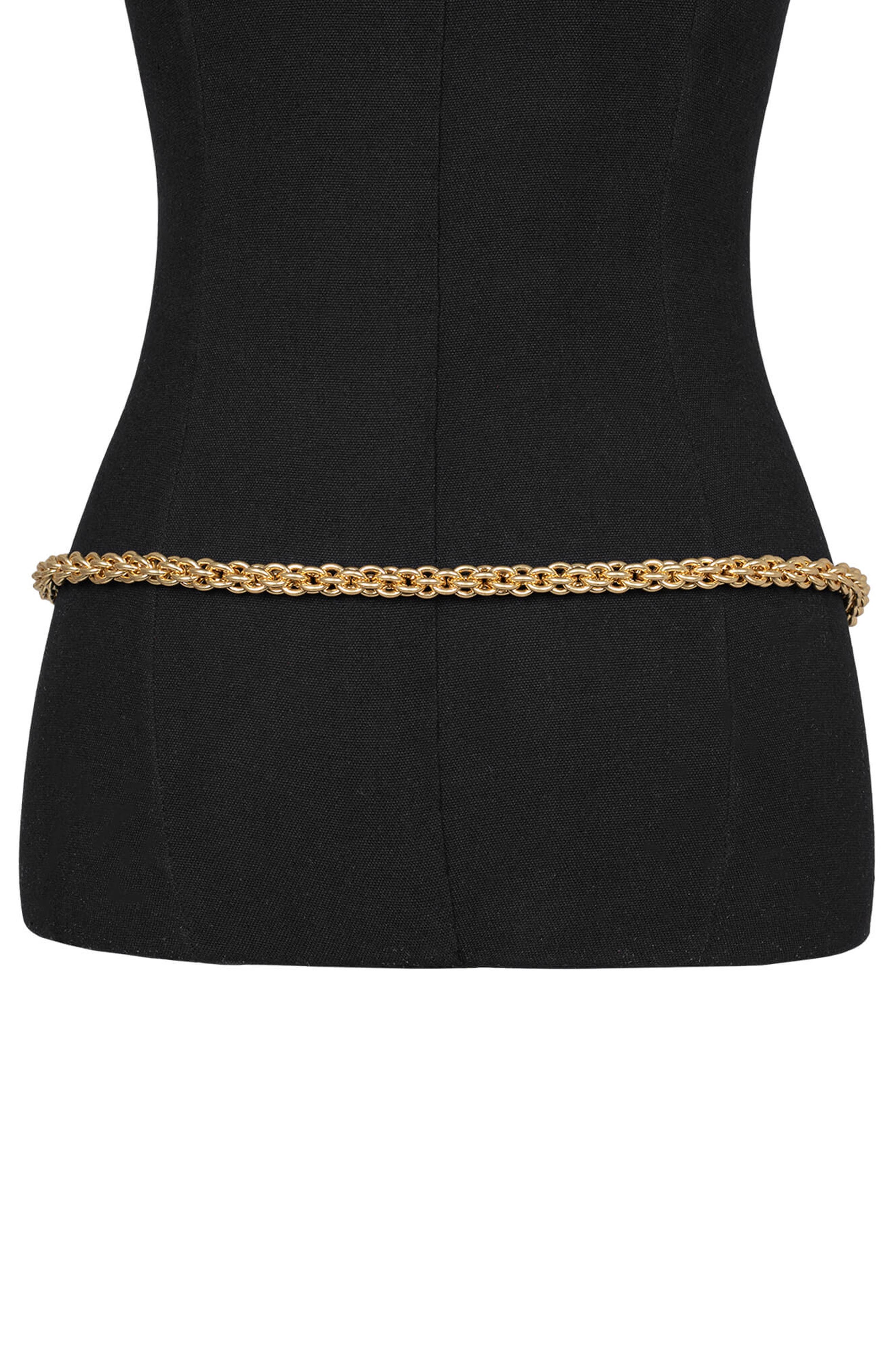 Jeffrey Campbell BPM Heart Chain Belt, Alternate, color, Black Suede Gold