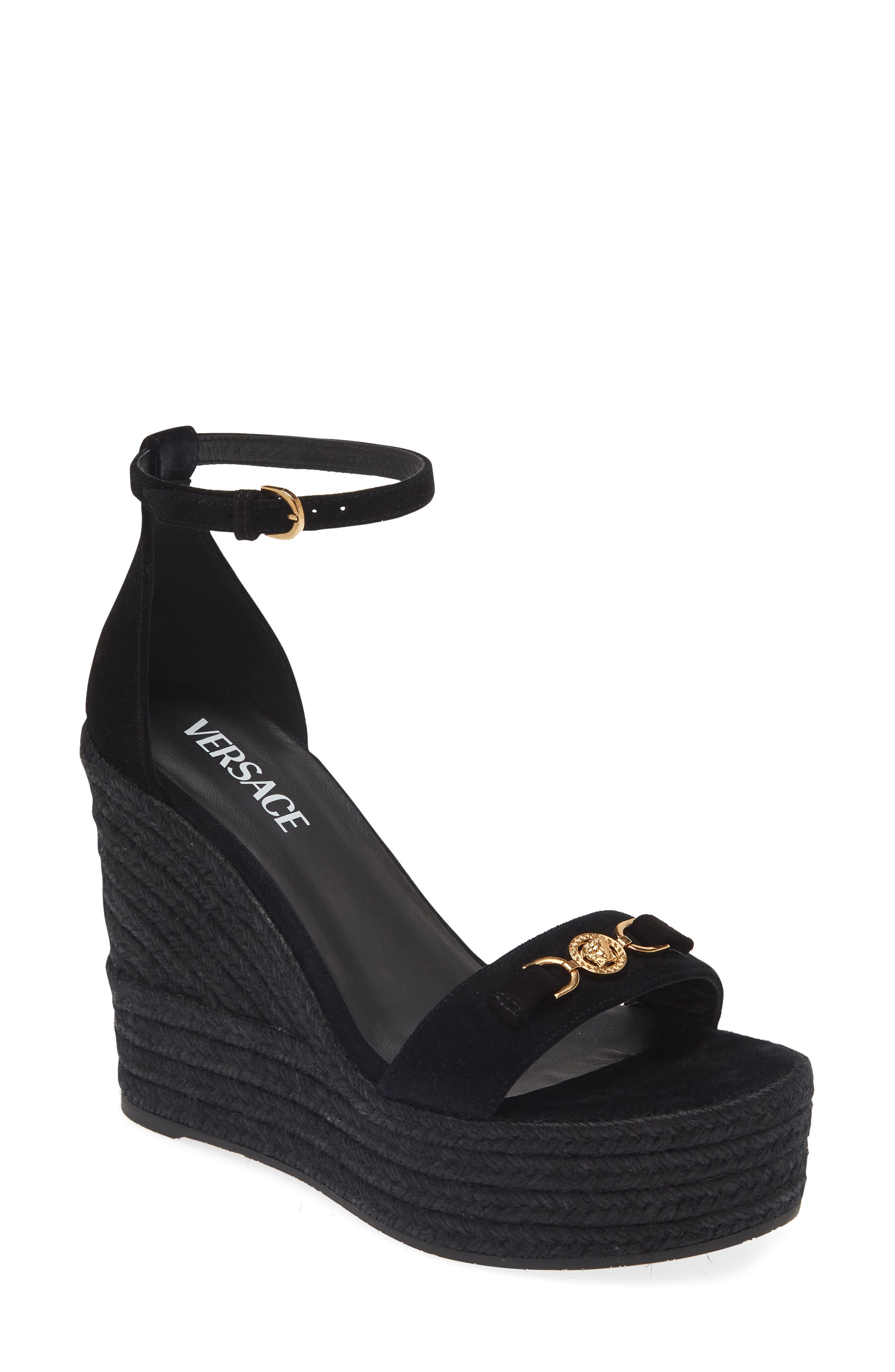 Versace Medusa '95 Espadrille Wedge Sandal, Main, color, 