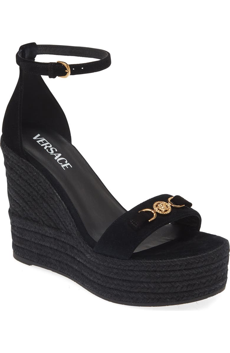 Versace Medusa '95 Espadrille Wedge Sandal, Main, color,