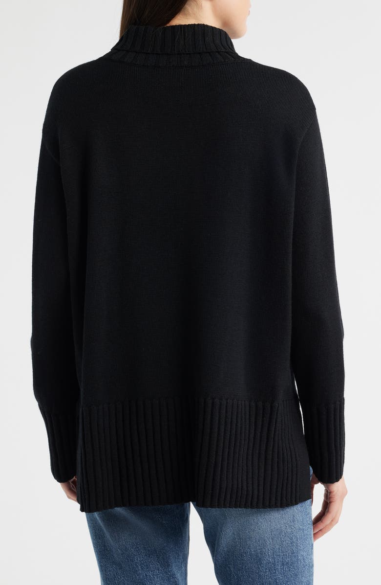 Eileen Fisher Turtleneck Merino Wool Sweater, Alternate, color, Black