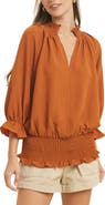 WISHLIST Textured Smocked Ruffle Top