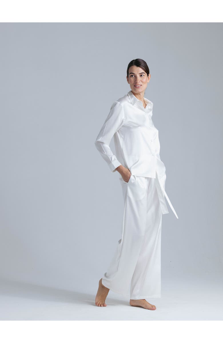 Alas Silk Pajama Pants, Alternate, color, Milk White