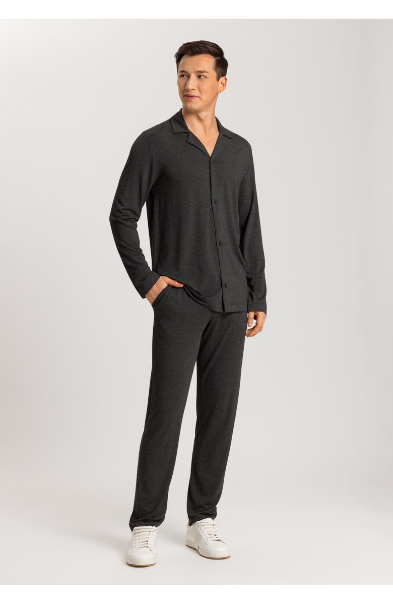 Hanro Casuals Long Sleeve Button Front Shirt, Alternate, color, Caviar