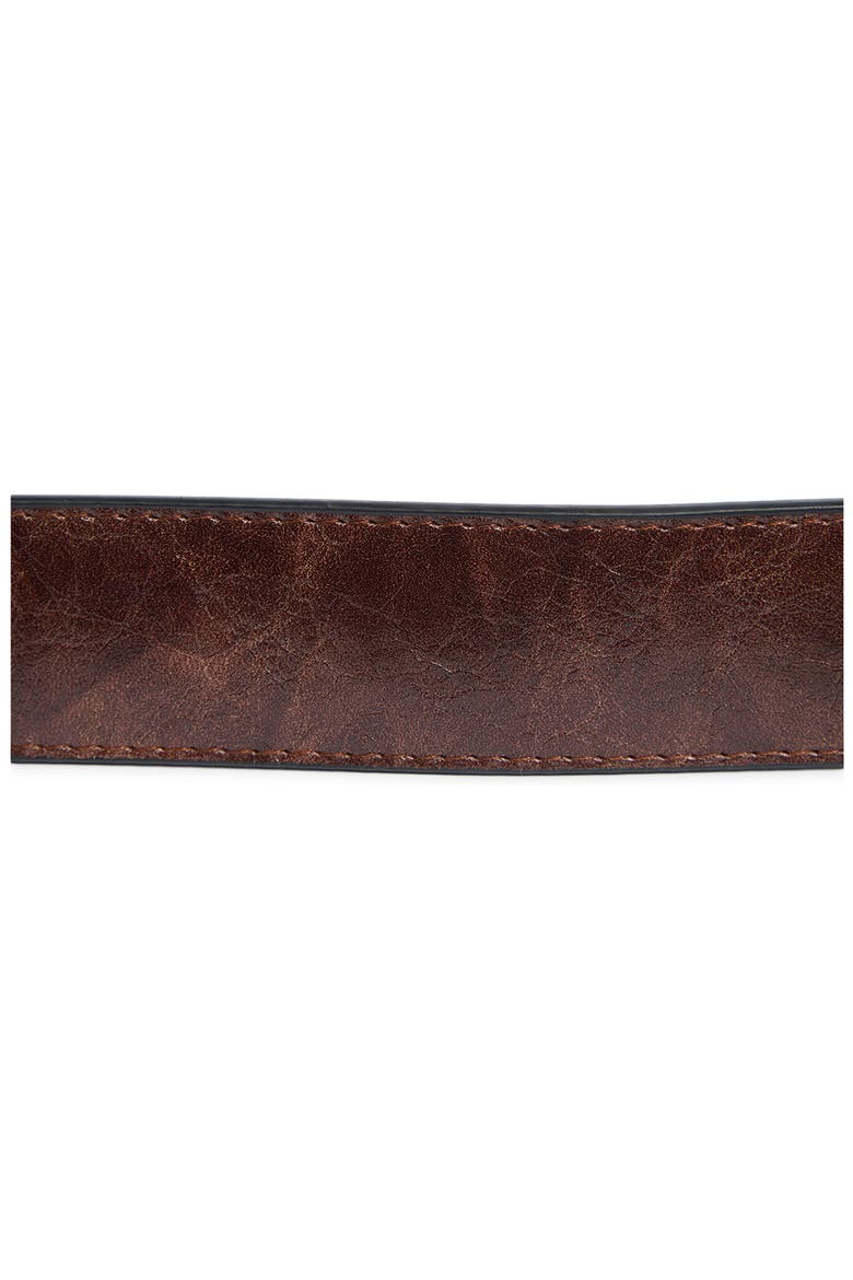 Etched Metal Leather Belt, Alternate, color, CHOCOLATE